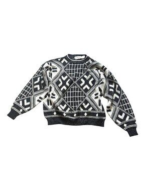 McGregor Men's Crewneck Sweater XL Retro Vintage Eighties Geometric Black White